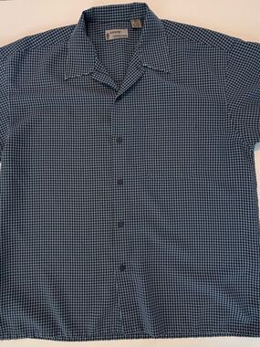 Pineapple Connection Men's Navy Check Short-Sleeve Button-Down Shirt-XL